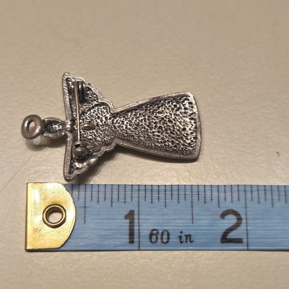 Vintage Silver Tone Angel "Making Spirits Bright" Snowflake Christmas Brooch Pin - Picture 3 of 3